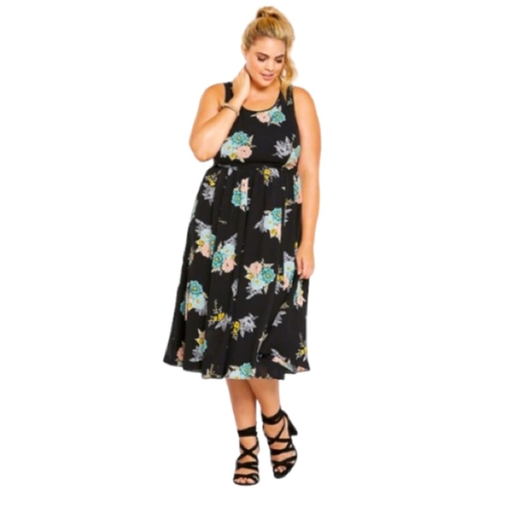Torrid Floral Print Georgette Midi Dress